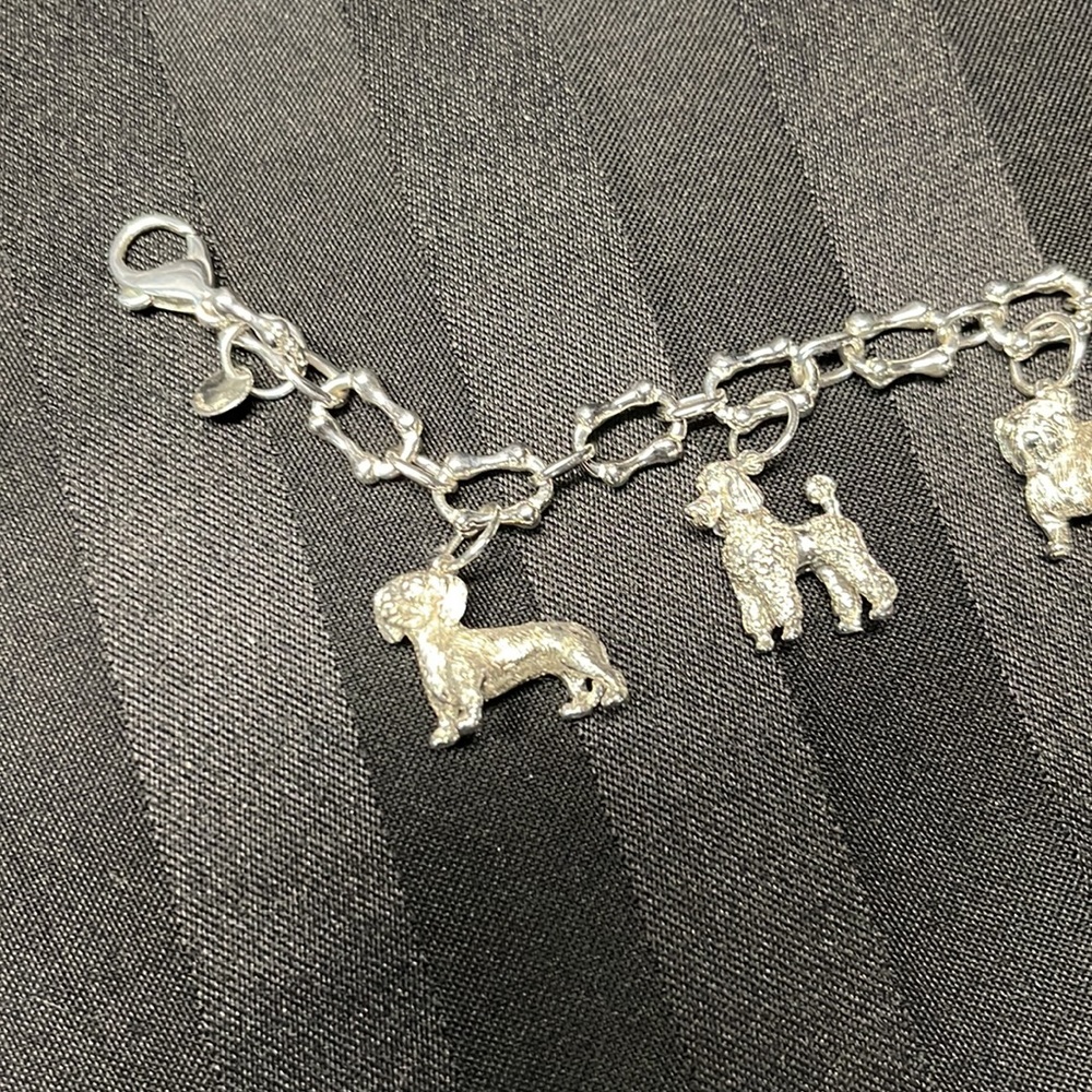 RARE Vintage Sterling Silver Tiffany & Co. Dog Charm Bone Link Bracelet - Picture 2 of 10